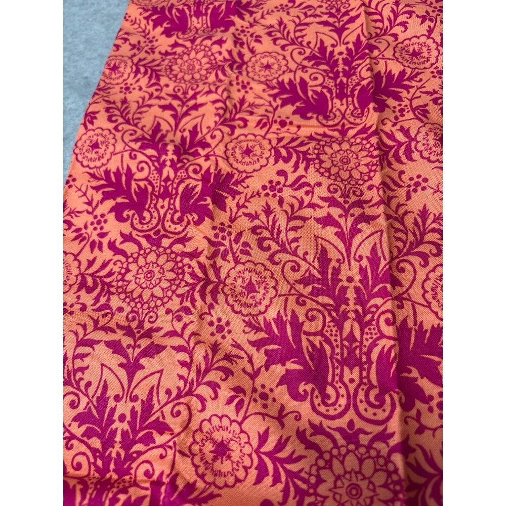 Orange & Pink Cotton Fat Quarter Fabric 18x22" with Floral Damask Pattern for Se